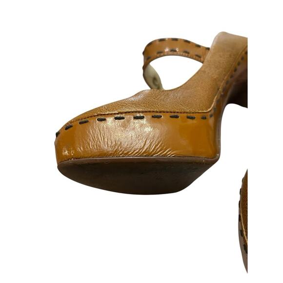 Michael Kors Handcock Mary Jane Platform High Heel Leather Cognac Brown Size 7.5 - Picture 9 of 12